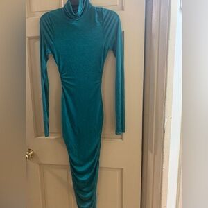 Fashion Nova Teal Long Sleeve Dress